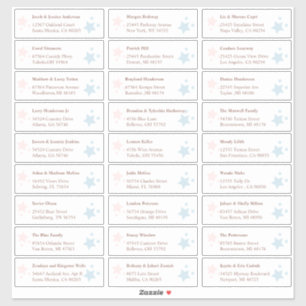 Rosa und blaue Sternchen-Gästebeschriftungsetikett Aufkleber