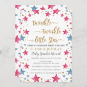 Rosa und blaue Sterne Geschlecht zeigen Baby-Dusch Einladung (Vorne/Hinten)