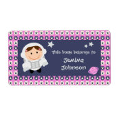 Rosa und blaue Sterne Spacegirl-Buchzeichen-Etiket (Vorne)