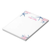 Rosa und blaue Sternfische und Korallen Personalis Notizblock (Rotiert)