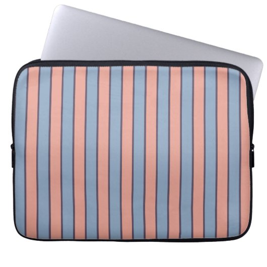 Rosa und blaue Streifen Laptopschutzhülle (Vorderseite)