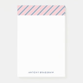 Rosa und blaue Streifen Post-it Klebezettel (Vorderseite)