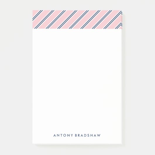 Rosa und blaue Streifen Post-it Klebezettel (Vorderseite)