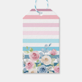 Rosa und blaue Streifen und Blume Geschenkanhänger