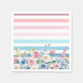 Rosa und blaue Streifen und Blume Serviette (Vorderseite)