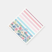 Rosa und blaue Streifen und Blume Serviette (Ecke)