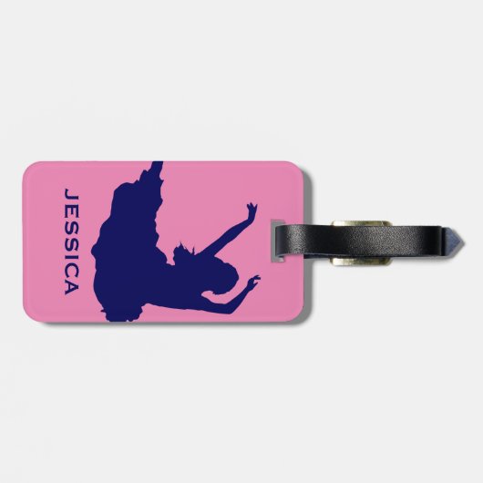 Rosa und blaue Tänzerin Gepäckanhänger (Rückseite horizontal)