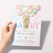 Rosa und blaue Teddybären - Aufdeckung einer Einla Einladung