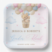 Rosa und blaue Teddybären-Genderdarstellung Pappteller (Vorderseite)