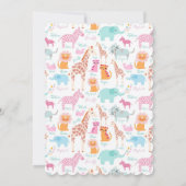 Rosa und blaue Tier-Safari-Baby-Dusche Einladung (Rückseite)