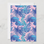 Rosa und blaue tropische Folien personalisiert Einladung (Rückseite)