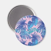 Rosa und blaue tropische Folien personalisiert Magnet (Vorderseite/Rückseite)