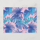 Rosa und blaue tropische Leaf-Design Postkarte (Vorderseite)