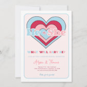 Rosa und blaue Valentinstag-Geschlechtsübersicht Einladung (Vorderseite)