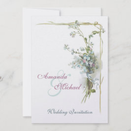 Rosa und blaue "vergisme-nots"-Hochzeit Einladung