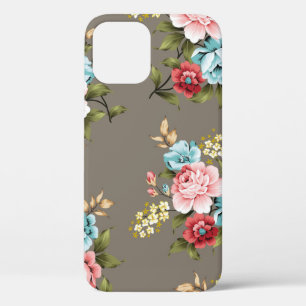 Rosa und blaue Vintage-Blumen mit Grün und Creme Case-Mate iPhone Hülle
