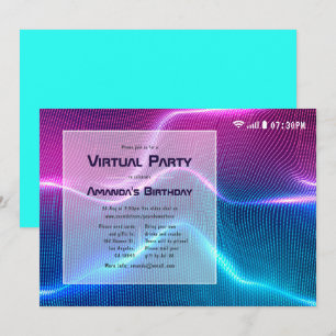 Rosa und blaue virtuelle Glow-Geburtstagsfeier Einladung