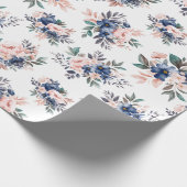 Rosa und blaue Wasserfarbe Blumenbridal Geschenkpapier (Ecke)