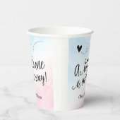 Rosa und blaue Wasserfarbe Geschlecht zeigen Baby- Pappbecher (Rechts)