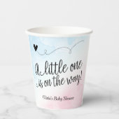 Rosa und blaue Wasserfarbe Geschlecht zeigen Baby- Pappbecher (Vorderseite)