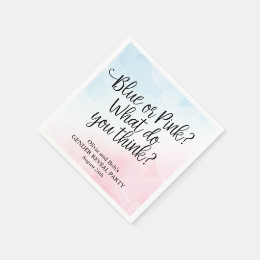 Rosa und blaue Wasserfarbe Geschlecht zeigen Baby- Serviette (Ecke)