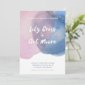 Rosa und blaue Wasserfarbe laden ein Einladung (Stehend Vorderseite)