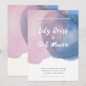 Rosa und blaue Wasserfarbe laden ein Einladung (Vorne/Hinten)