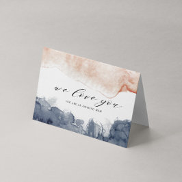 Rosa und blaue Wasserfarbe - Muttertag Karte