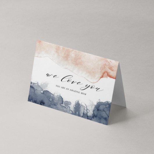 Rosa und blaue Wasserfarbe - Muttertag Karte