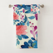 Rosa und blaue Wasserfarben Badhandtuch Set (Insitu)