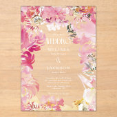 Rosa und blaue Wasserfarben Blume Hochzeit einlade Acryleinladungen (Vorderseite)