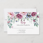 Rosa und blaue Wasserfarben RSVP Karte (Vorderseite)