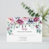 Rosa und blaue Wasserfarben RSVP Karte (Stehend Vorderseite)