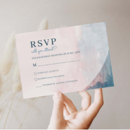 Rosa und blaue Wasserfarben-RSVP-Karte RSVP Karte