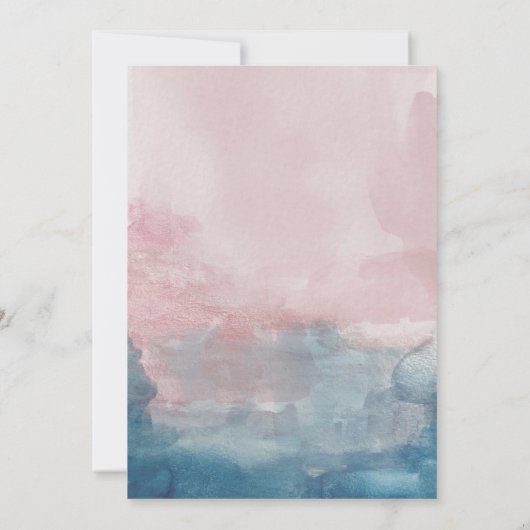 Rosa und blaue Wasserfarben-Wäsche Einladung (Rückseite)