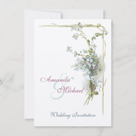 Rosa und blaue wedding Vergissmeinnichte Einladung