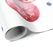 Rosa und blaue Weihnachtsschmuck auf Weiß Geschenkpapier (Rolleneckpunkt)