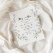 Rosa und blaue Wildblume für Junge oder Mädchen Einladung