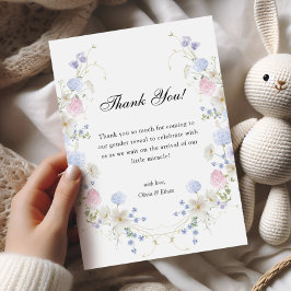 Rosa und blaue Wildblume Geschlechtsverkehr Dankeskarte