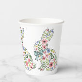 Rosa und blaue Wildblumen-Osterhasen Pappbecher (Rückseite)