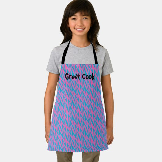 Rosa und blaue Zig-Zag Schürze (Insitu)