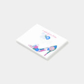 Rosa und blauer Blumen-Schuh Post-it Klebezettel (angewinkelt)