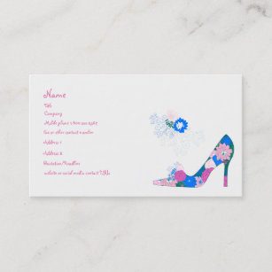 Rosa und blauer Blumen-Schuh Visitenkarte