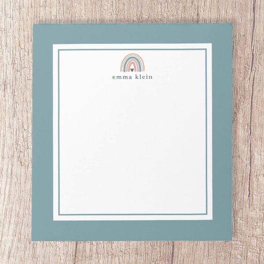 Rosa und Blauer Boho Regenbogenname Notizblock