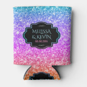 Rosa und blauer Glitzer, Schwarz-Rahmen-Hochzeitsv Dosenkühler (Vorderseite)