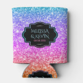 Rosa und blauer Glitzer, Schwarz-Rahmen-Hochzeitsv Dosenkühler (Rückseite)