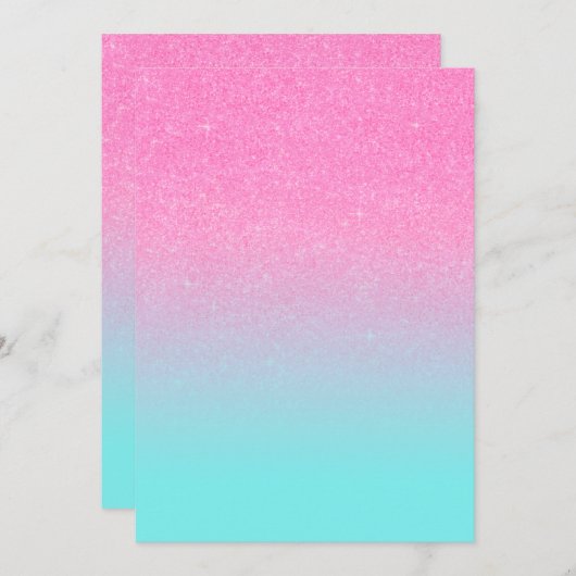 Rosa und blauer Glitzer sehen Diva Girl Hintergrun Einladung (Vorne/Hinten)