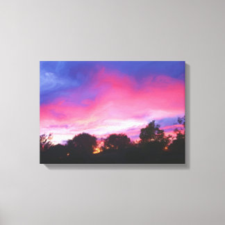 Rosa und blauer Himmel bei Sonnenuntergang Ölgemäl Leinwanddruck