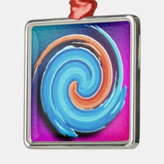 Rosa und blauer Hurrikan-Strudel Silbernes Ornament (Links)