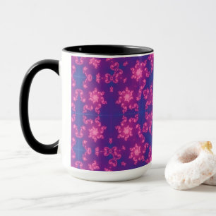 Rosa und Blauer Kaleidoskop Schneeflocken Tasse